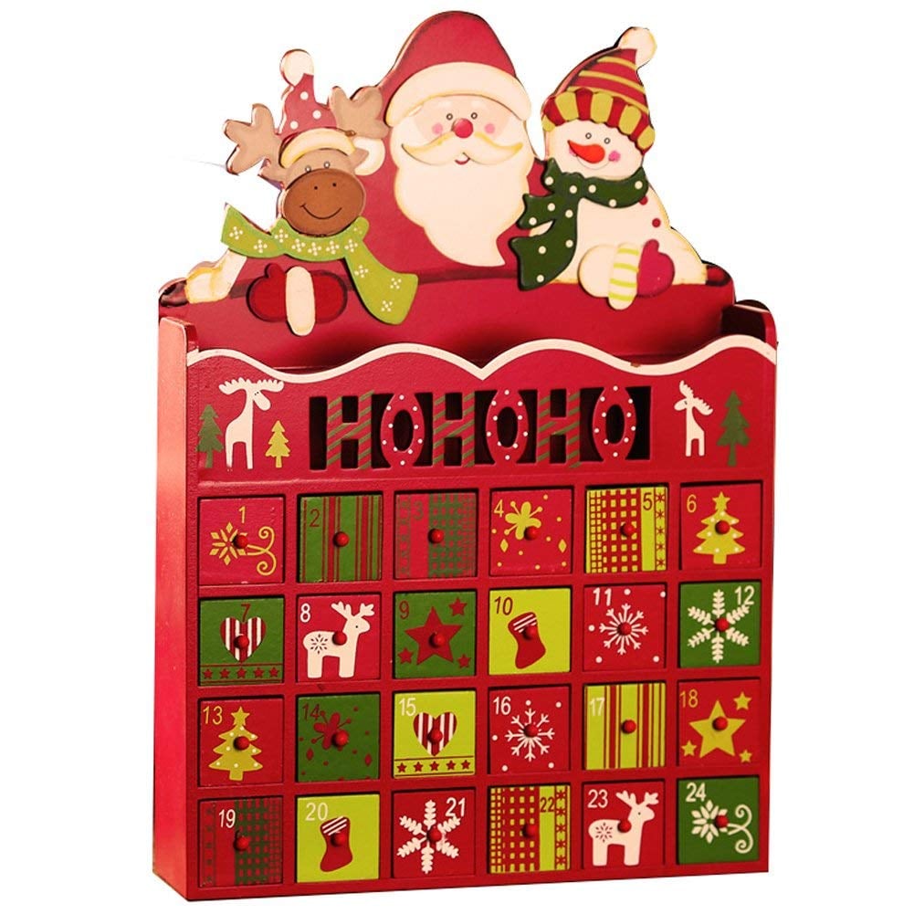 Wooden Christmas Advent Calendar With 24 Drawers