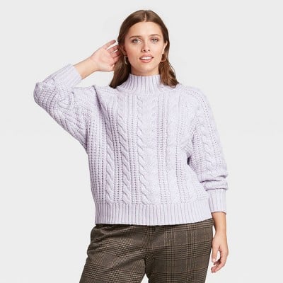 Cable Turtleneck Pullover Sweater