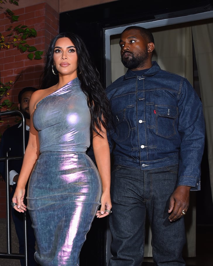 Kim Kardashian Wearing An Iridescent Dress With Kanye West At Fgi S 2019 Night Of Stars Kim