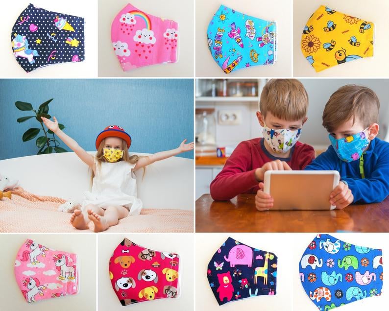 thumbnail image 2 of 8 Pack Kids Toddler Reusable Washable Cloth Face Cover Stretch Masks – Unisex 2 of 4