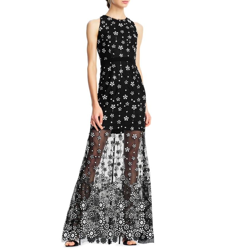 Aidan by Aidan Mattox Floral Sheer Gown