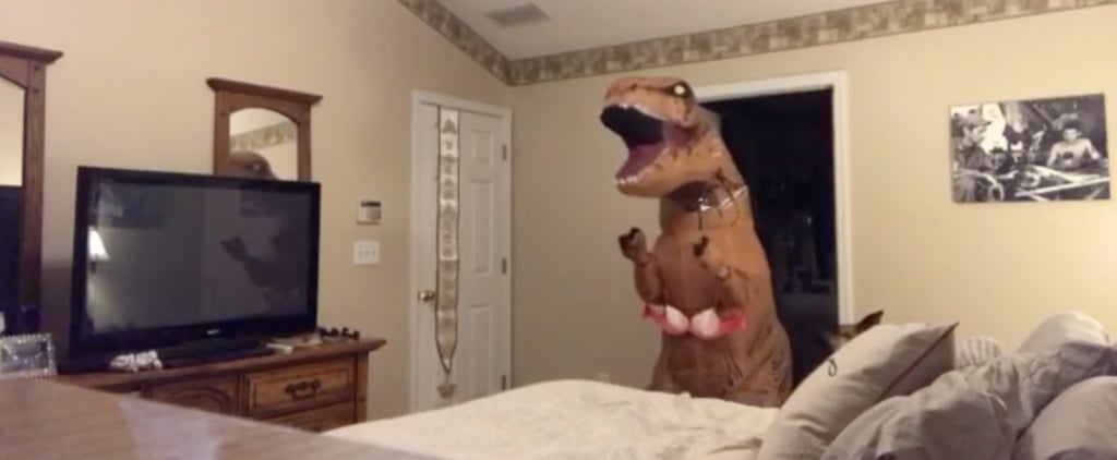 Woman Surprises Husband in Dinosaur Costume on Valentine's