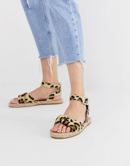 ASOS DESIGN Jenkins Leather Leopard Espadrilles