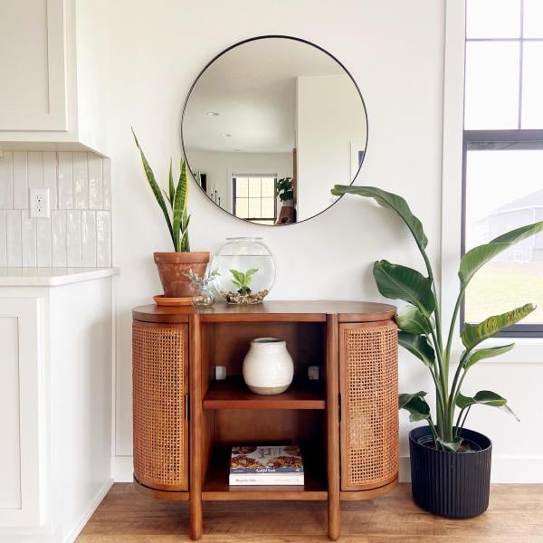 Portola Hills Caned Door Console With Shelves