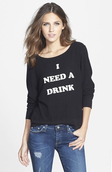 Wildfox "I Need a Drink" Baggy Beach Jumper Pullover