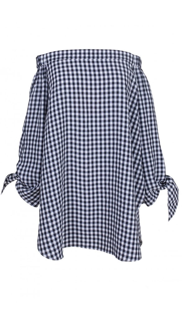 Tibi Gingham Off-the-Shoulder Tunic ($354)