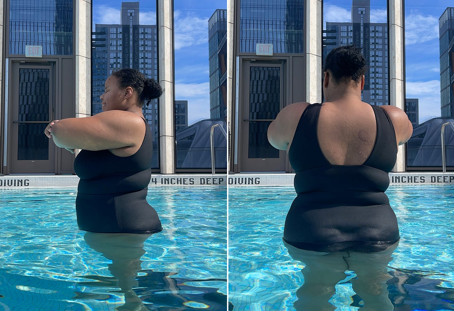 Andie Swimwear Long Torso The Mykonos—Ribbed Swimsuit Side and Back View POPSUGAR Review