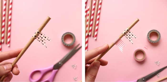 And you're done! It's literally that easy and such a fab way to work through your washi stash. Plus, all your guests will be able to recognize their drinks based on the flags. No more orphaned cups!