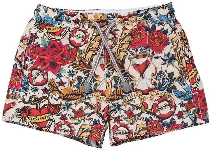 MC2 Saint Barth Tattoo-Printed Nylon Swim Shorts