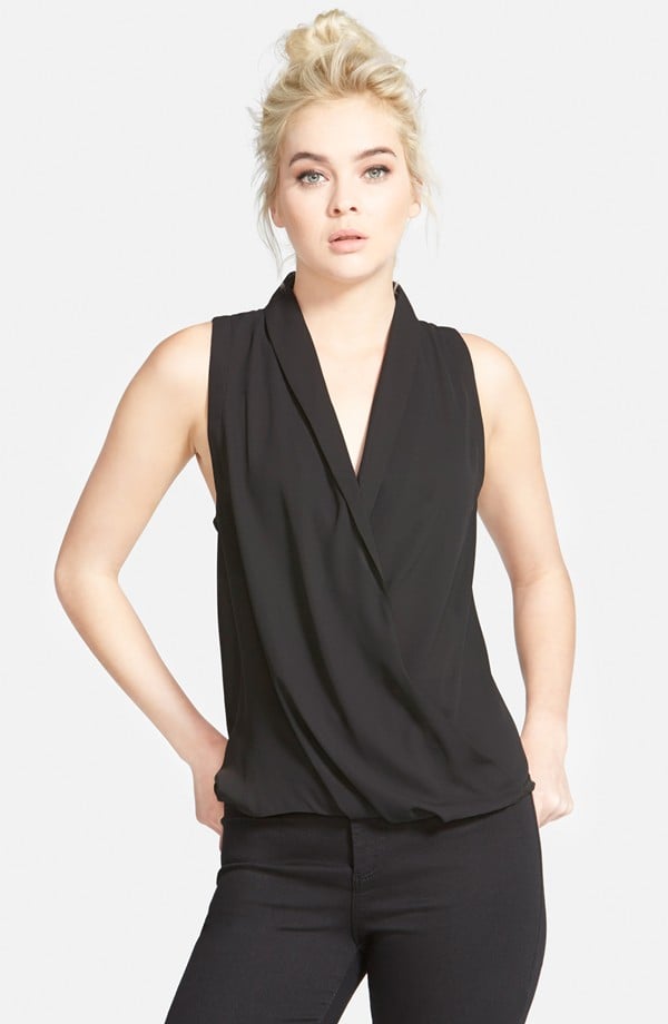 Topshop Sleeveless Drape Blouse ($50) | Going Out Tops to Pair With ...