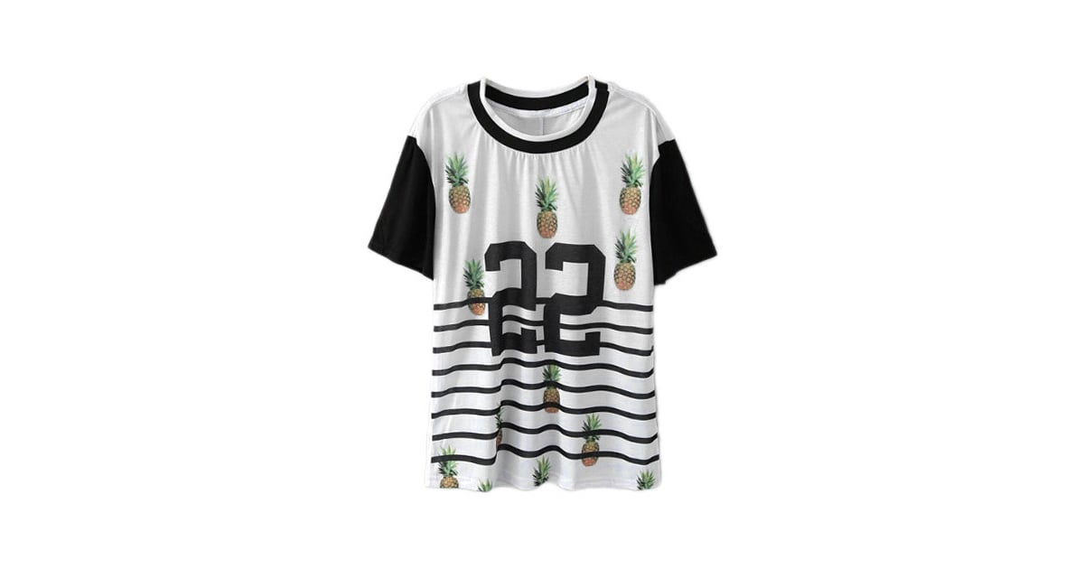 Romwe PineapplePrint Jersey Shirt PineapplePrint Clothing