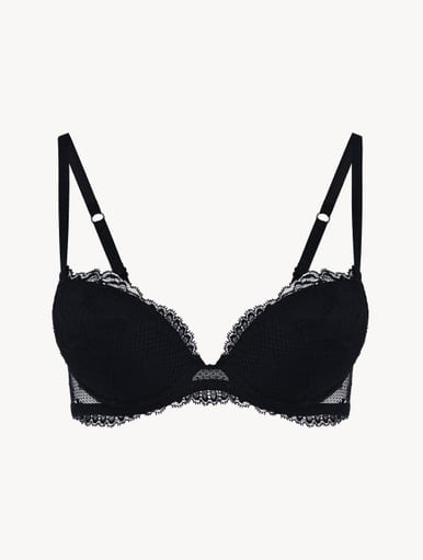 La Perla Brigitta Black Stretch Leavers Lace Thong