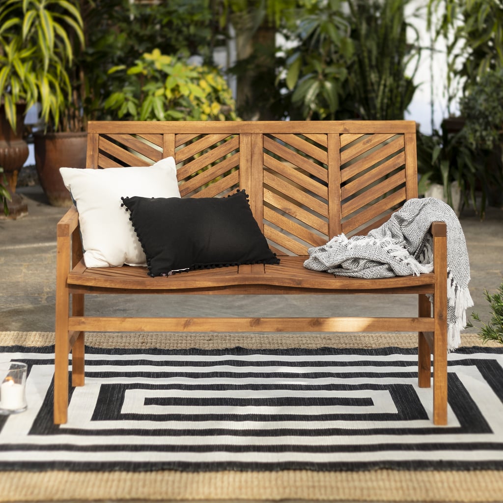 Manor Park Wood Outdoor Loveseat With Chevron Design