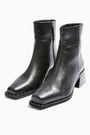 Topshop Mystic Leather Black Square-Toe Boots