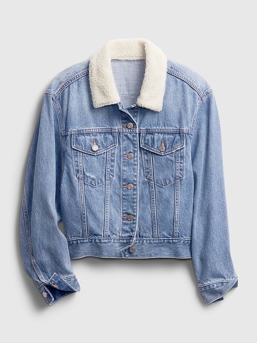 Gap Dolman Denim Sherpa Icon Jacket