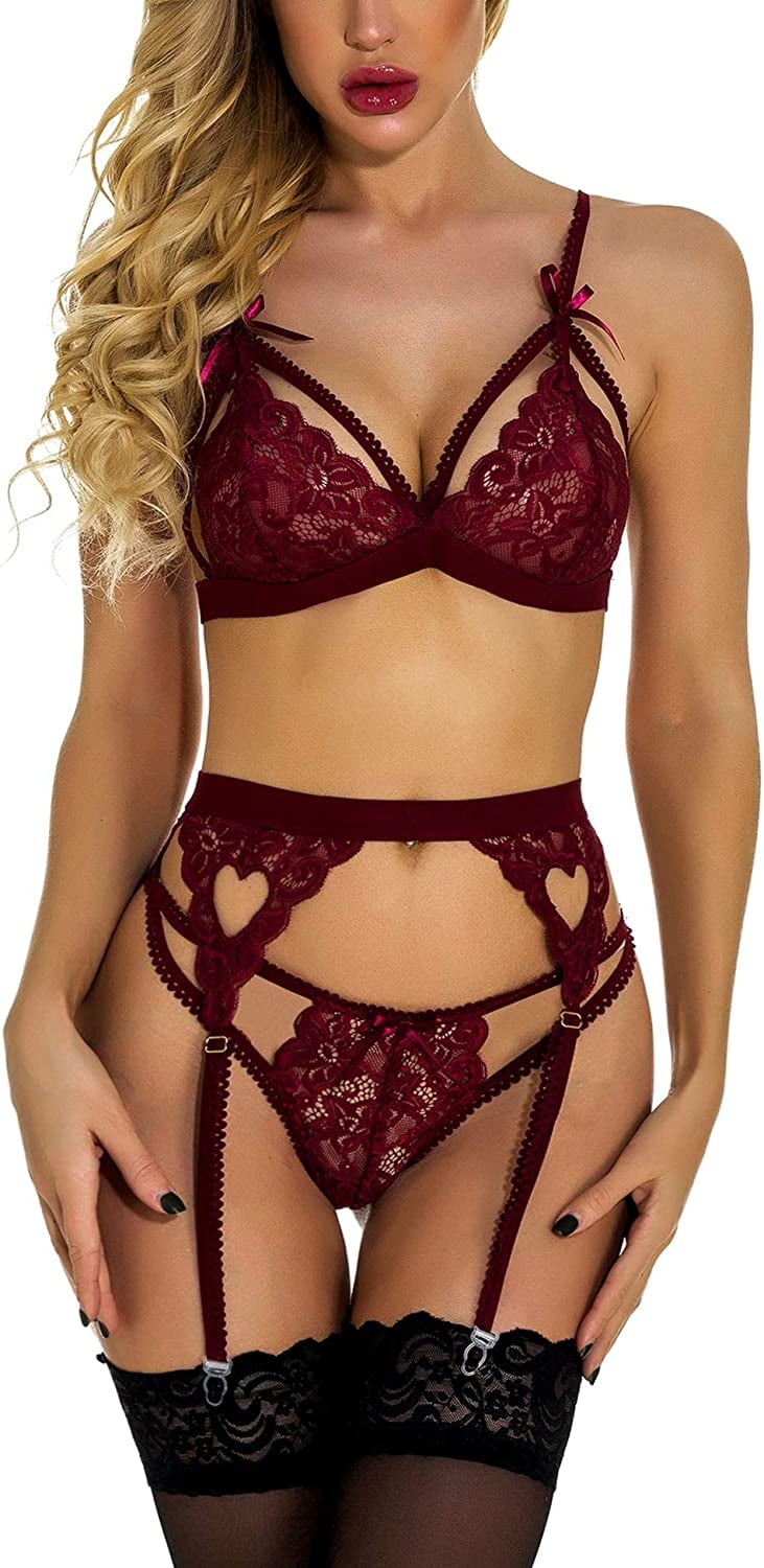 Lingerie Sets for Women Sexy Naughty 3 Piece Lace Push Up