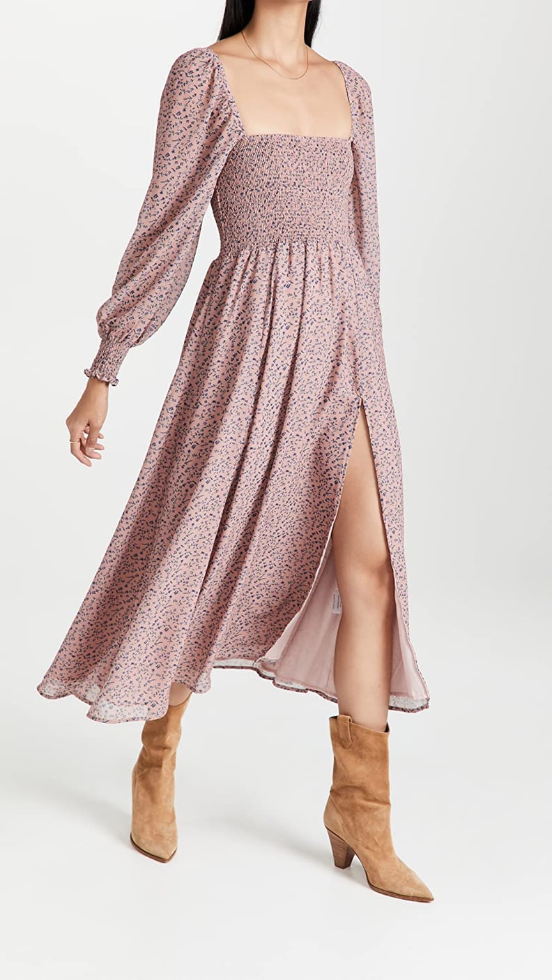 A Fall Floral Dress: OPT Classic Smocked Maxi Dress