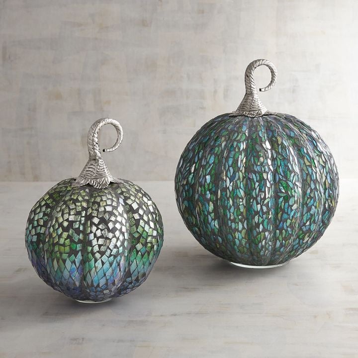 Pier 1 Imports Blue & Green Mosaic Pumpkins