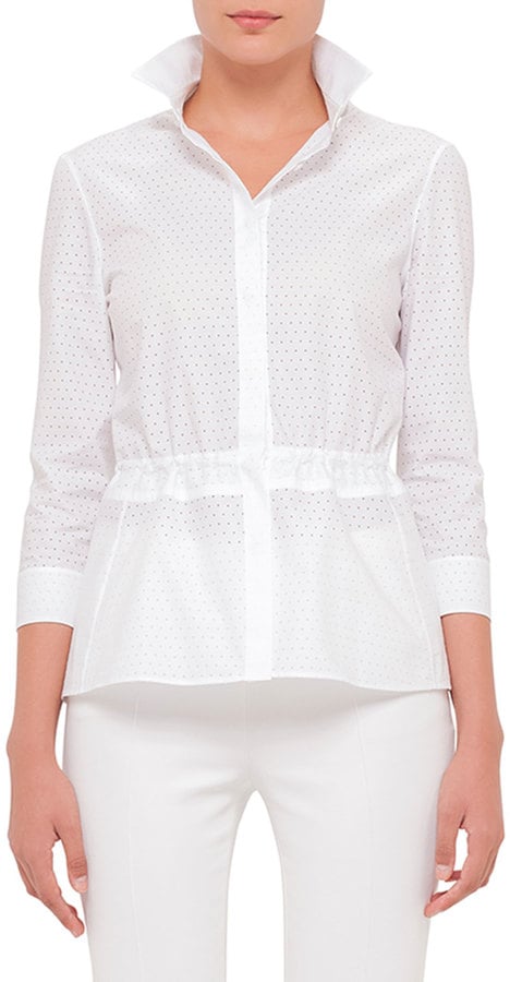 Akris Punto 3/4-Sleeve Perforated Blouse ($660)