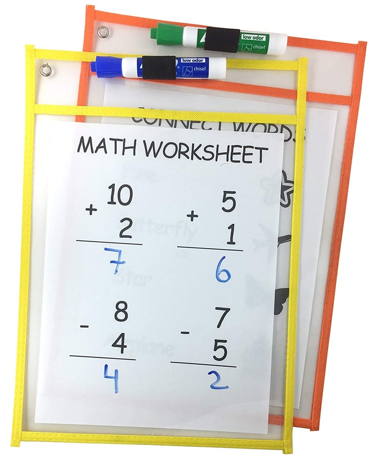 Dry Erase Pocket Sleeves Kindergarten School Supplies List 2019