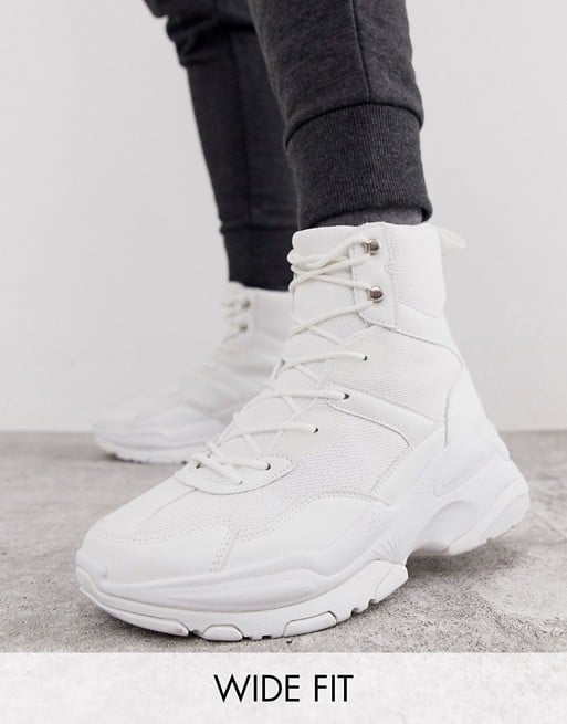 ASOS Design Wide Fit High Top Sneakers With Chunky Sole