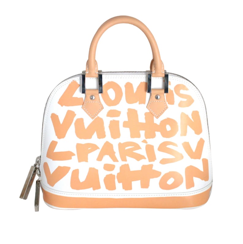 Louis Vuitton Alma Graffiti Leather Satchel Bag White