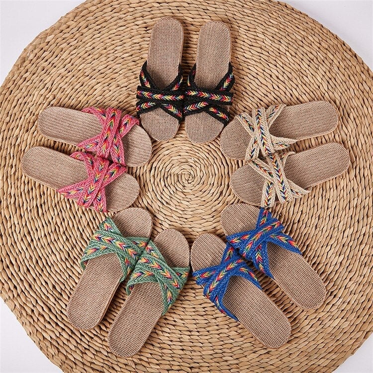 Handmade Love Multi-Colour Linen Slippers