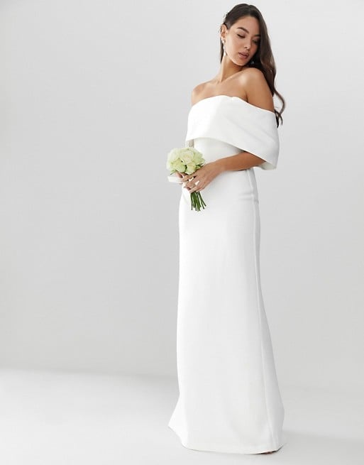 Asos Edition Crepe Off-the-Shoulder Wedding Column Dress