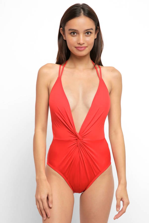 Kenneth Cole Twist Plunge Halter One Piece