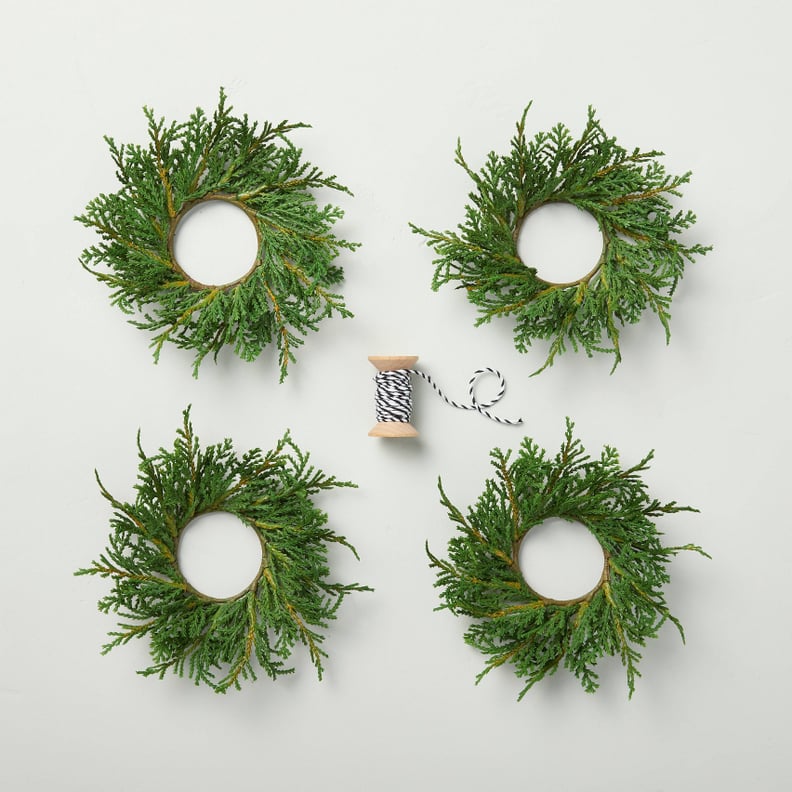 Mini Faux Cedar Wreath Gift Topper Set