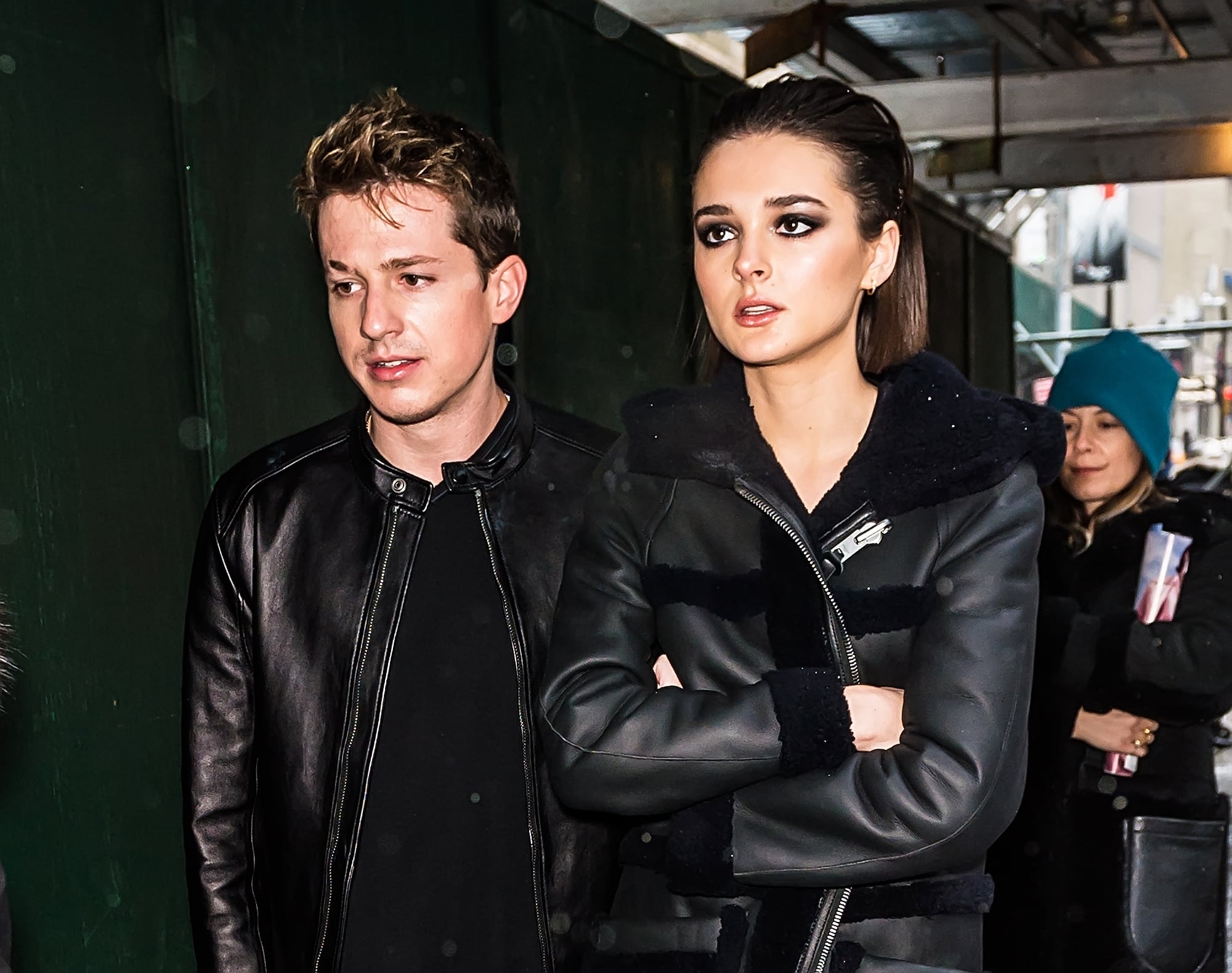 NEW YORK, NY - FEBRUARY 12:  Singer-songwriter Charlie Puth and singer Charlotte Lawrence are seen leaving the Coach 1941 fashion show at the NYSE during New York Fashion Week on February 12, 2019 in New York City.  (Photo by Gilbert Carrasquillo/GC Images)