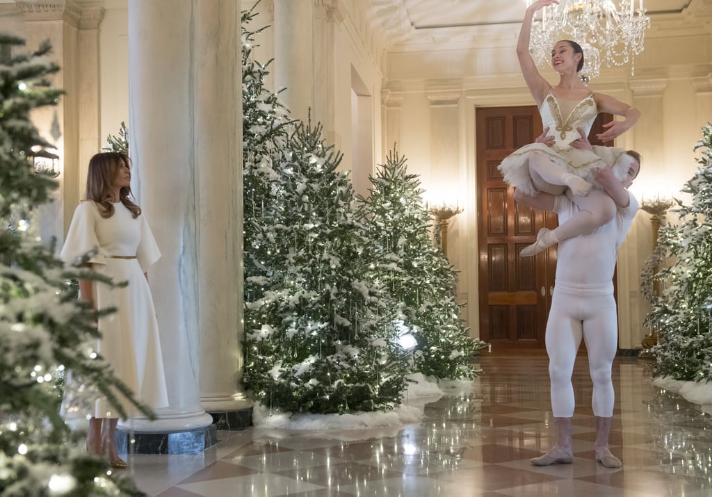 Melania Trump Wearing White Midi Dress