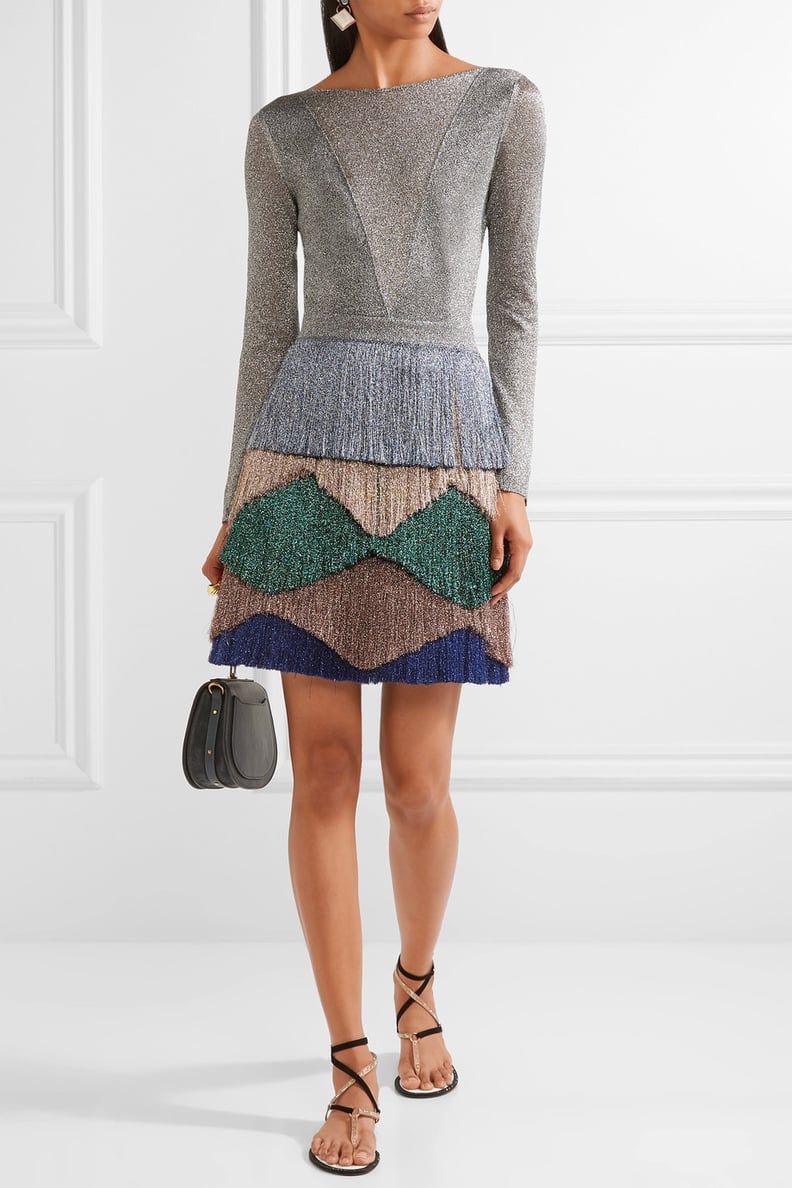 Missoni Fringed Metallic Knitted Mini Dress
