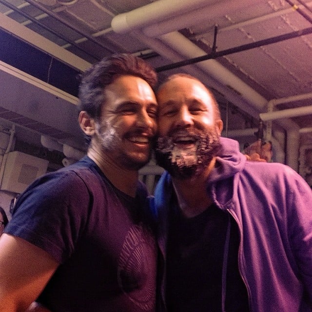 James Franco and Chris O'Dowd were covered in cake.
Source: Instagram user jamesfrancotv