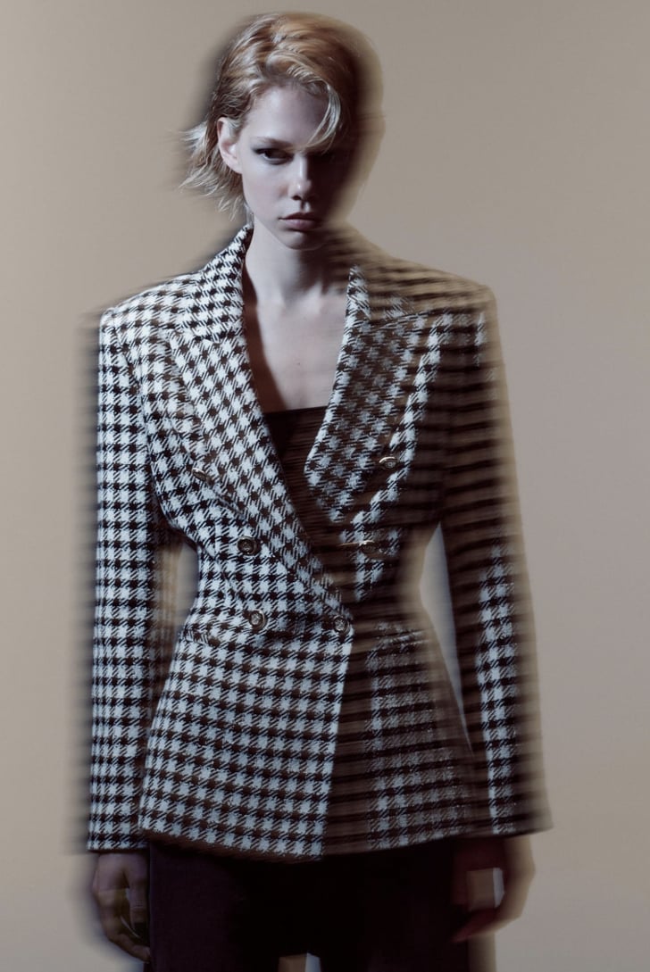 Zara plaid double breasted blazer store