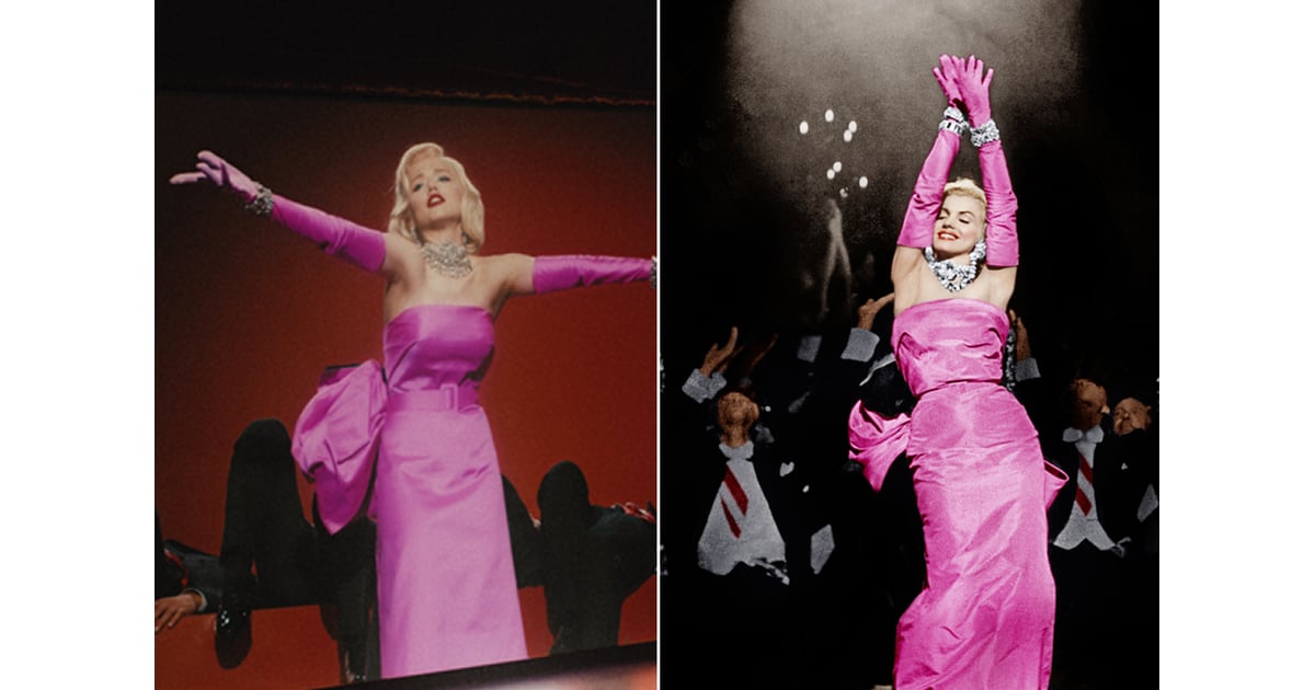 De Armas (L) wears Monroe's (R) glossy pink dress and gloves in a | Ana de  Armas Looks So Much Like Marilyn Monroe in 