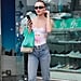 Lily-Rose Depp Jeans and Floral Bodysuit