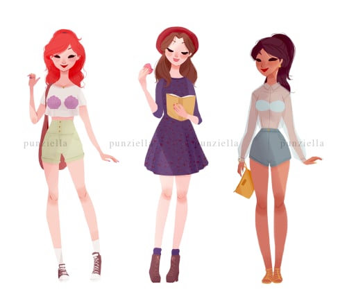 Ariel, Belle, and Jasmine