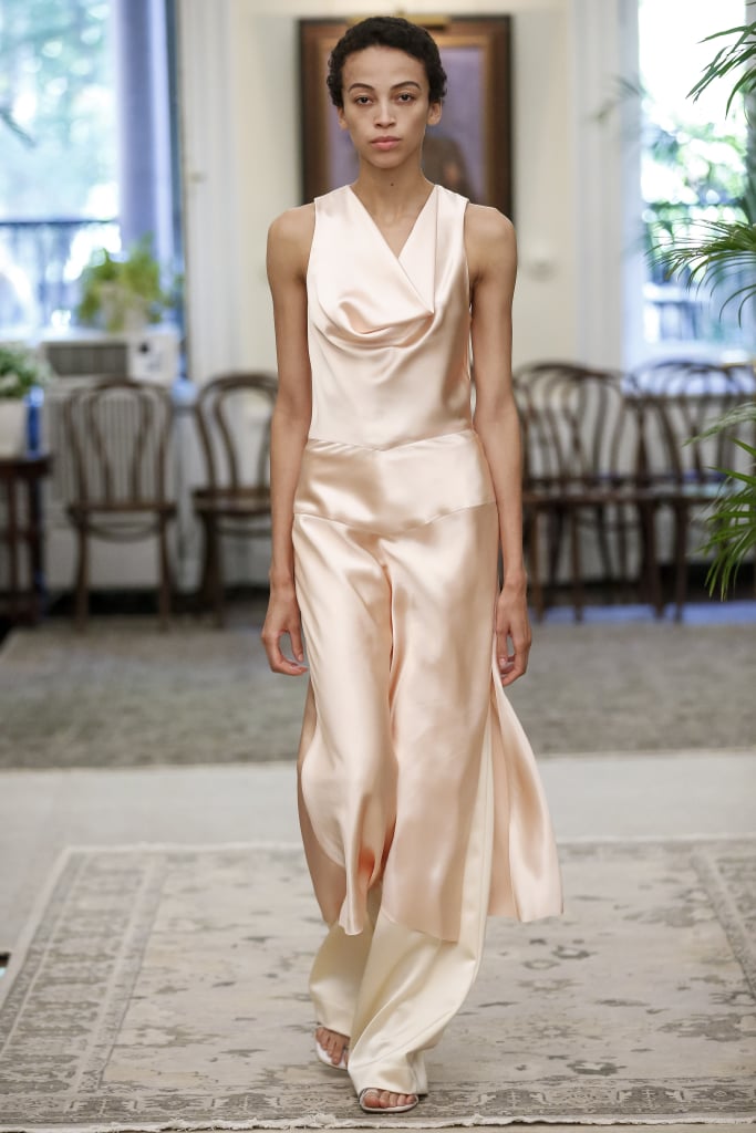 A Silk Dress Over Pants on the Marina Moscone Runway During New York Fashion Week