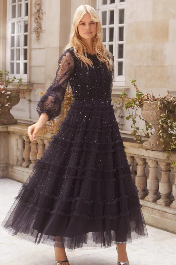 Black Wedding Dresses: Needle & Thread Violet Shimmer Ankle Gown