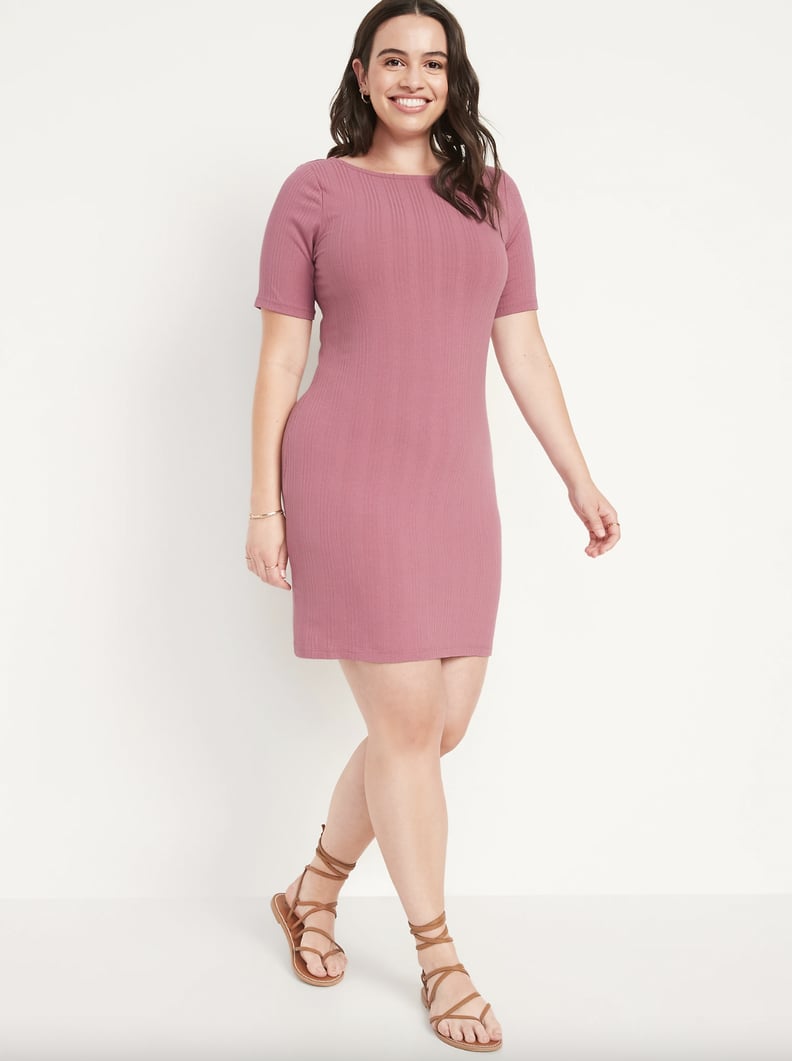 Old Navy Fitted Rib-Knit Scoop-Back Mini Dress