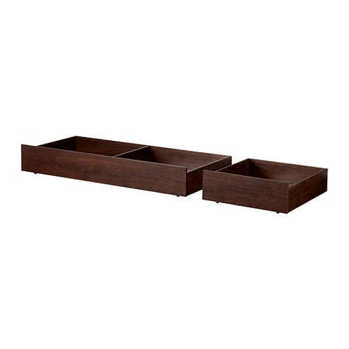 No dresser required for these under-the-bed drawers ($50 for set of two). Casters on the bottom make it so they run smoothly across the floor or rug, so you can pull them out with ease.