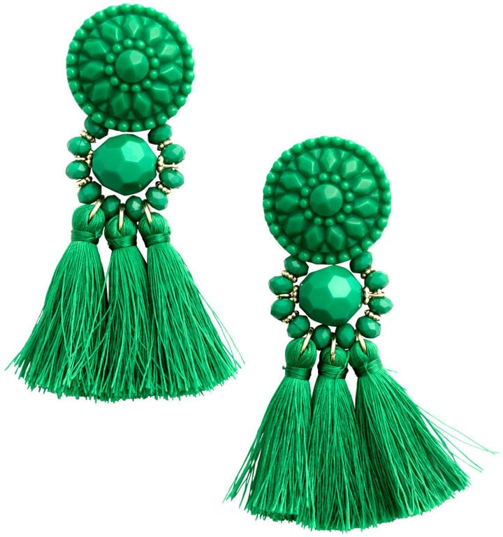 Add an element of surprise to your outfit by daring to wear colorful statement earrings.
Earrings with Tassels ($8)