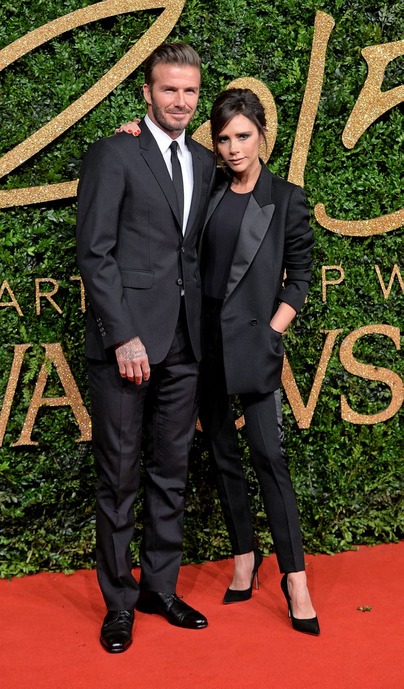 David and Victoria Beckham at the 2015 British Fashion Awards in London