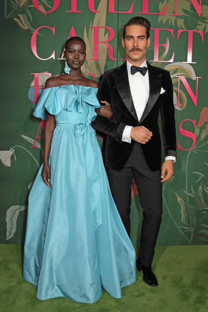 Adut Akech and Jon Kortajarena at The Green Carpet Fashion Awards 2019