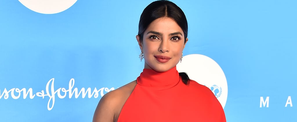Priyanka Chopra Dazzles in a Red One-Shoulder Gown and Snowflake Earrings