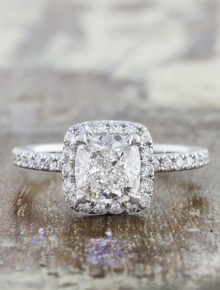 Ken & Dana Design Cushion Diamond Halo Engagement Ring | Karlie Kloss's ...