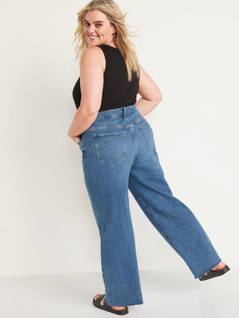 Cool Jeans: Old Navy Extra High-Waisted Medium-Wash Cut-Off Wide-Leg Jeans