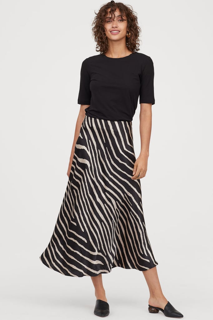H&M Flared Satin Skirt