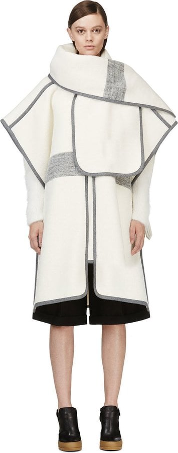 Chloé Ivory & Grey Alpaca Wool Blanket Coat ($4,695)